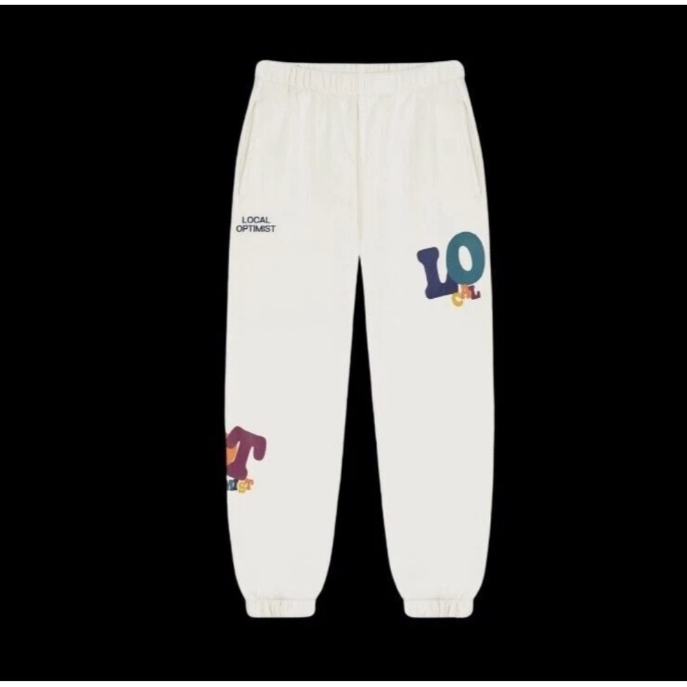 MADHAPPY LOCAL OPTOMIST SWEATPANTS WHITE/TOFU LIIKE NEW